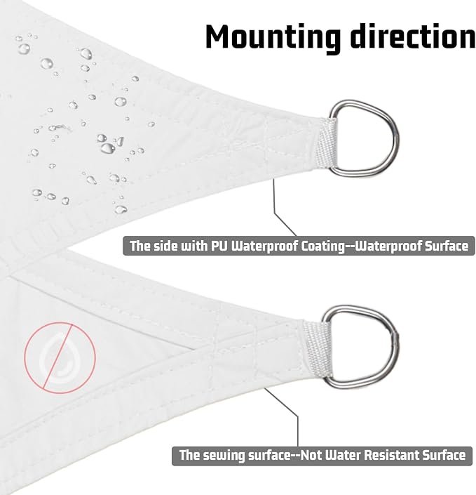 LOVE STORY Triangle 19'x19'x19' Waterproof Sun Shade Sail Canopy UV Block - Image 3