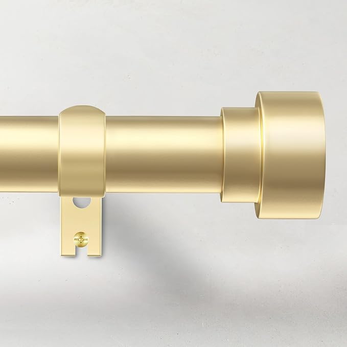 Curtain Rods for Windows 48 to 84, 1 Inch Adjustable Gold Heavy Duty Long by TimeForest