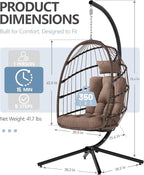 SWITTE Egg Chair Outdoor with Stand, Indoor Wicker Hanging Egg Swing Chair with - Image 3