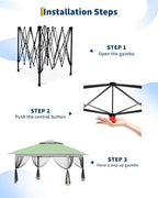 Canopy Tent 13x13 ft, Pop Up Gazebo One-Push Setup - Image 4