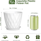 7 inch Plant Pots for Indoor Outdoor Plants, 5 Pack Thick Nursery Pots - Image 2