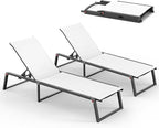 Aluminum Chaise Lounge Outdoor Set of 2, Foldable & Assembly Free Patio Pool by Oasbira