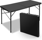4ft Folding Table with Adjustable Height, Solid Metal Iron Top Portable Camping by EEASTSTORM