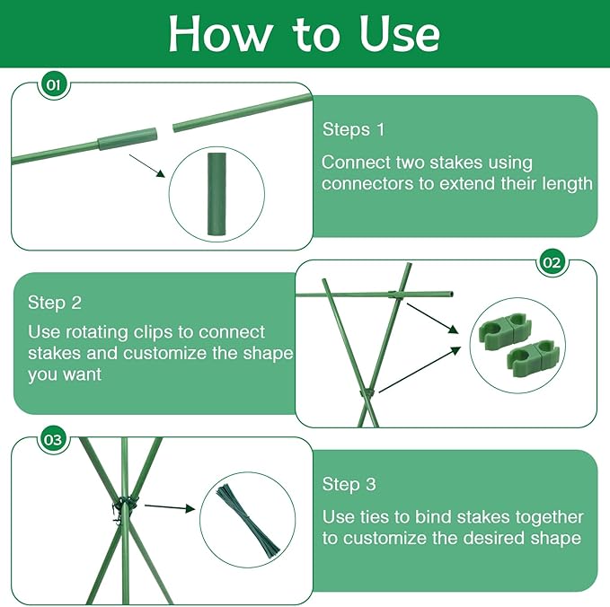 Garden Stakes 17Inch 40Pack, DIY Tall Plant Support Stakes of 4Ft, HAINANSTRY - Image 5