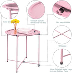 Garden 4 you End Table 2 PCS Metal Side Table Pink Round Folding Tray Cyan Sofa - Image 5