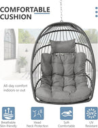 SWITTE Egg Chair Outdoor with Stand, Indoor Wicker Hanging Egg Swing Chair with - Image 7
