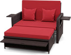 LDAILY Moccha Outdoor Daybed, Wicker Loveseat Sofa Set - Image 9
