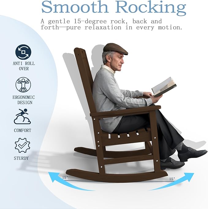 Oversized Rocking Chair Set of 4, Outdoor Rocking Chair - Image 10
