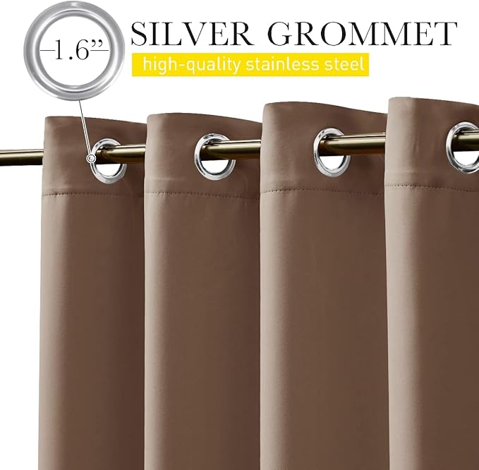 NICETOWN 2 Panels Weighted Blackout Curtains Patio Waterproof Outdoor Curtains - Image 2