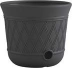 Suncast Lattice Hose Pot for Outdoor Garden Storage, Peppercorn by Suncast