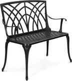 VINGLI 38" Outdoor Metal Bench, Cast Aluminium Garden Bench, Weatherproof by VINGLI