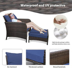 LEVELEVE Balcony Furniture 5 Piece Patio Conversation Set, PE Wicker Rattan - Image 4