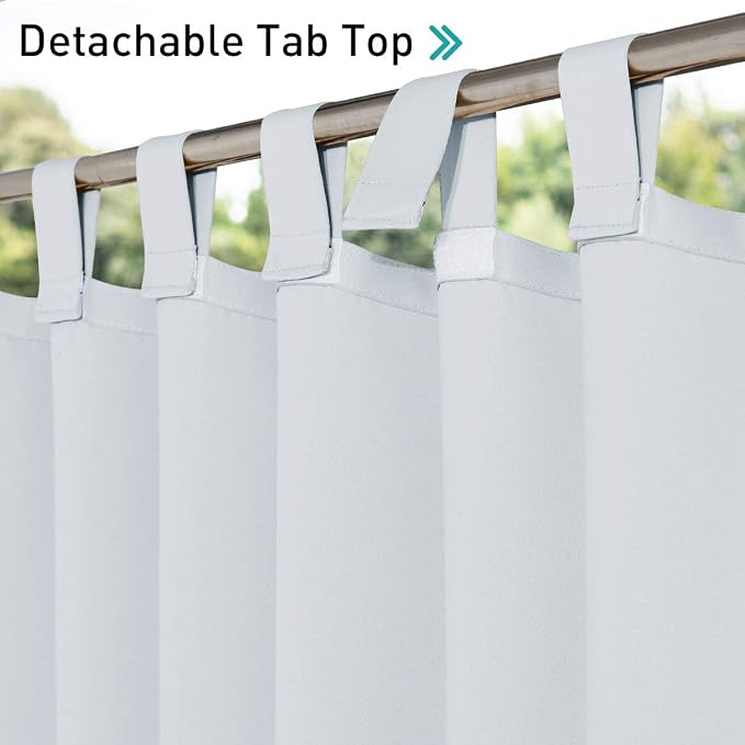 NICETOWN 2 Panels Patio Curtainss Outdoor Waterproof W52 x L120, Detachable - Image 3