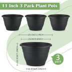 3 Pack 11 Inch Plant Pots, Plastic Flower Pots - Image 5