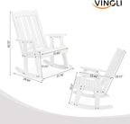 VINGLI Outdoor Rocking Chair Set of 2, Heavy Duty 600 LBS Wooden Rocking Chair - Image 3