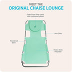 Ostrich 4-Position Outdoor Chaise Lounge w/Face Cushion & Arm Holes, Teal - Image 6