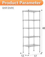 BestOffice | 5-Tier Wire Storage Shelves | 17x12x48 | Chrome | - Image 3
