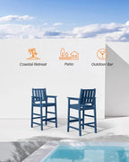 5-Piece HDPE Patio Bar Set, Rectangular Bar Height Table and 4 Adirondack Bar - Image 6