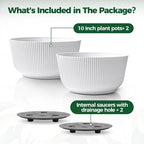 T4U 10 Inch Self Watering Pots for Indoor Plants, 2 Pack Large Plant Pots - Image 6