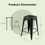 COSTWAY Bar Stools Set of 4, 24” Stackable Metal Stools - Image 3