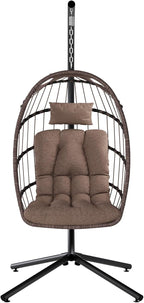 SWITTE Egg Chair Outdoor with Stand, Indoor Wicker Hanging Egg Swing Chair with - Image 8