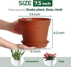T4U 7.5 Inch Plant Pots 6 Pcs, Flower Pots - Image 2