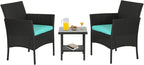 FDW 3 Piece Outdoor Furniture Set Patio Wicker Chairs Furniture Bistro by FDW