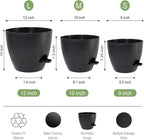 Large Self Watering Pots, 12/10/9 Plastic Planters - Image 2