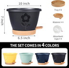 Plant Pots 10 Inch Set of 4, Self Watering Pots - Image 3