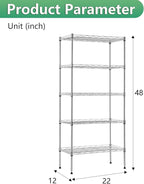 BestOffice | 5-Tier Wire Storage Shelves | 22x12x48 | Chrome | - Image 3