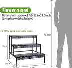 aboxoo 3 Tier Stair Style Large Metal Plant Stand, Garden Display Shelf Flower - Image 2