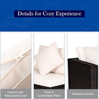 Tangkula 4 PCS Patio Rattan Sofa Set, Outdoor Wicker Sectional Furniture Set - Image 8