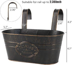 3 Pack Metal Railing Planters, 10.5" Oval Hanging Flower Pots - Image 3