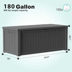 180 Gallon Outdoor Deck Box, Lockable Waterproof Outdoor Storage Boxes - Image 2