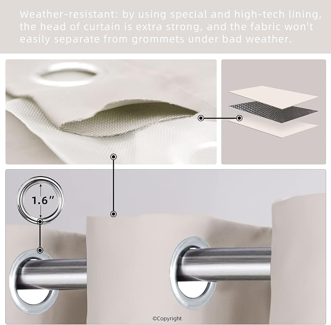 Waterproof Outdoor Curtain W105 x L95 - Image 3