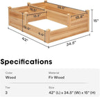 VIVOSUN 3-Tier 3-Grid Wooden Raised Garden Bed, 42.5 x 34.5 x 15 Inches - Image 3