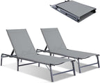 Outdoor Chaise Lounge Chair Set of 2, Foldable & Assemble-Free, 6 Adjustable by HOMELYM
