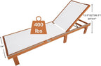 COSTWAY Set of 2 Patio Wood Chaise Lounge Chair, Strong Eucalyptus Wood Frame - Image 3