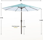 MEWAY 9ft Patio Umbrella Outdoor Table Umbrellas - Image 7