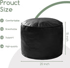 HIGOGOGO Round Stuffed Pouf Ottoman, Pu Leather Poufs - Image 2