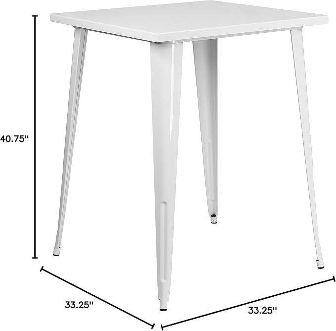 EMMA + OLIVER Commercial Grade 31.5" Square White Metal Indoor-Outdoor Bar - Image 2