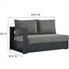 Modway Tahoe Aluminum Modular Left-Facing Outdoor Patio Loveseat in Gray - Image 2