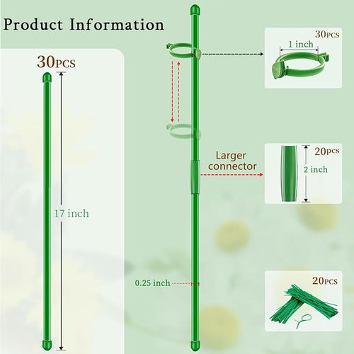 20Pcs Plant Support Stakes 17 inch SupKing Garden Orchid Sticks Extended to 3ft - Image 2