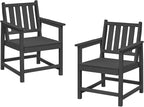 Patio Dining Chair Set of 2, HDPE Outdoor Dining Chair, Ergonomic HDPE Dining by SeeHill