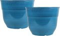 Garden Elements Indoor/Outdoor Glazed Brushed Happy Plastic Planter, Dark Blue by GardenElements