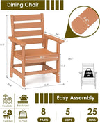 GREENVINES Outdoor Dining Chair | HDPE | Patio Chairs | All-Weather | Teak - Image 2