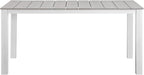 Modway Maine Aluminum Outdoor Patio 63" Dining Table in White Light Gray - Image 4