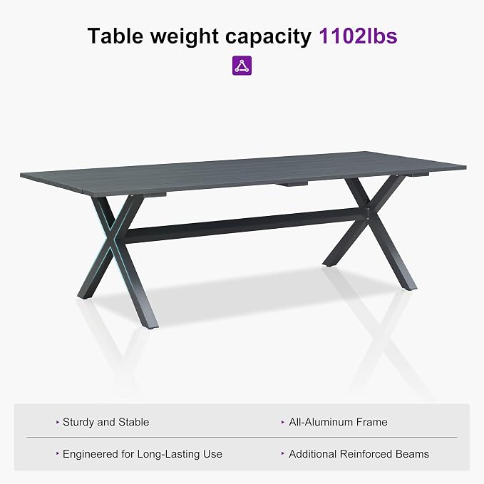 PURPLE LEAF Patio Dining Set for 10 All-Weather Wicker 11 Piece Aluminium - Image 6