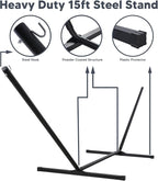 SUNCREAT Double Hammock with 15 ft Stand, Outdoor Hammock with Stand, Balance - Image 7
