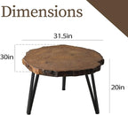 COSIEST Outdoor Faux Wood Tree-Slice Coffee Table, Natural Oak Hand Painted - Image 3